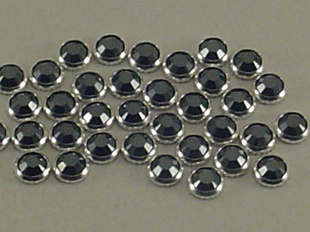 12 pcs. 34ss JET HEMATITE RIMMED HOT FIX European rhinestones